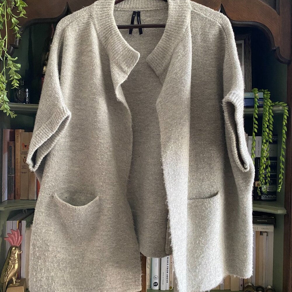 Anthropologie Gray Open Front Knit Cardigan | One Size | Wool Blend